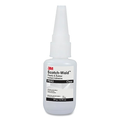3M 051115-25204 Scotch-Weld Plastic & Rubber Instant Adhesive, PR40, 0.7 oz, Bottle, Clear