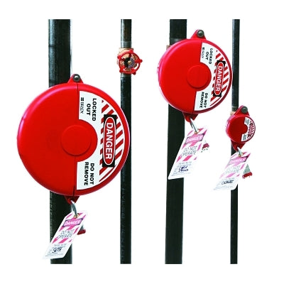 Gate Valve Lockout, Hinged, 1 in to 2-1/2 in Handle Size, Red