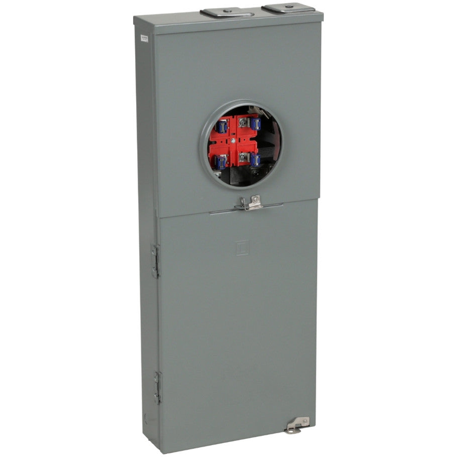 Meter mains, QO, CSED, ringless socket, 200A, surface mount, maximum 8 spaces, 16 circuits, no bypass