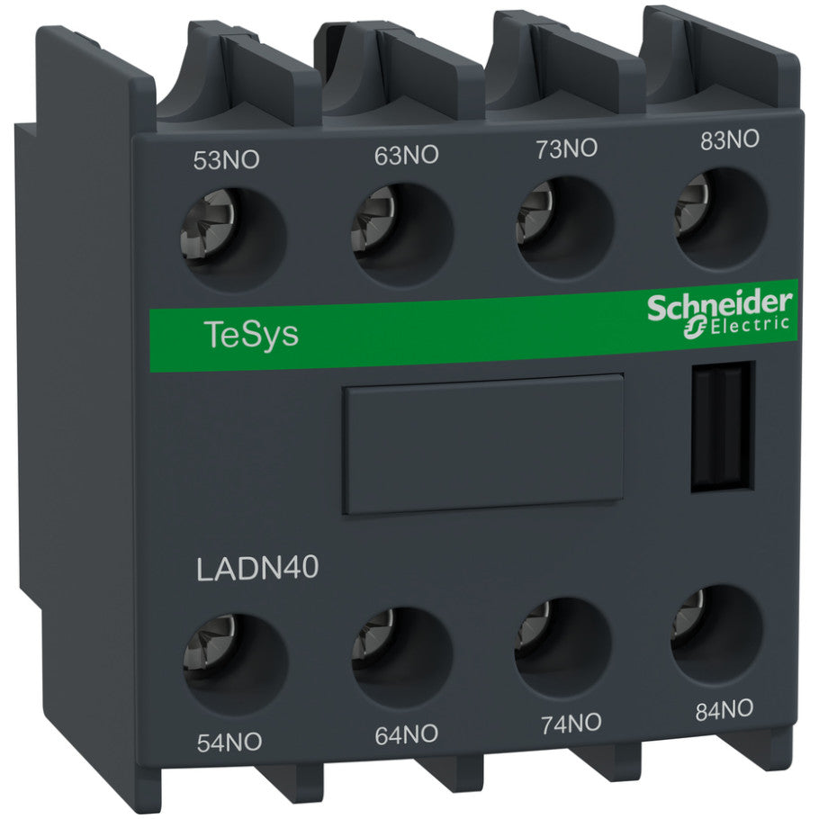 TeSys Deca, Auxiliary Contact Block, 4 NO, Top Mount, Screw Clamp Terminals, for LC1D09 to LC1D150 Contactors