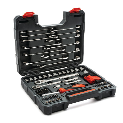 70 Pc 1/4 in and 3/8 in Drive Mechanics Tool Set, SAE/Metric, Case Included