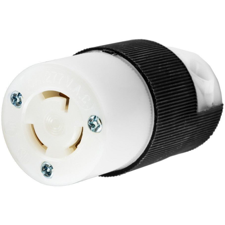 Twist-Lock Locking Connector Body, 15A, 277V, 2P3W, Black and White