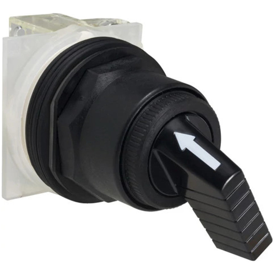 Harmony 30mm Selector Switch, Non-Illuminated, 2-Position, Manual Return, Black Gloved Hand Knob, KA1 Contact Block (Position 1)