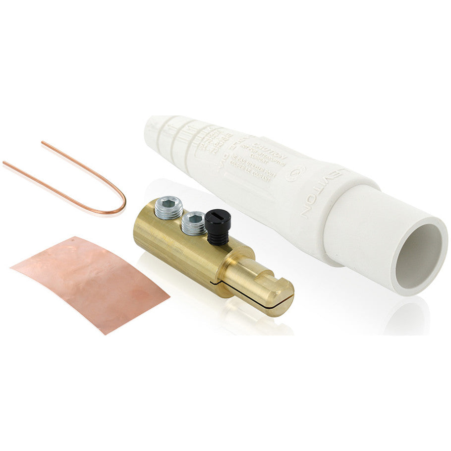 Single Pole Cam-Type Connector, Male, 400A, 600 V AC/DC, 2/0 to 4/0 AWG, White