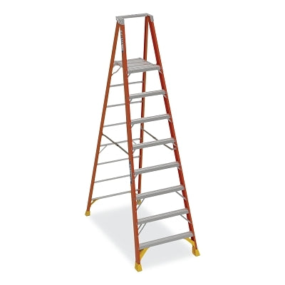 Platform Ladder, P6208, Type IA, 8 ft L, 33.96 in W, 14 ft Reach, 300 lb Load Capacity, Fiberglass, Orange