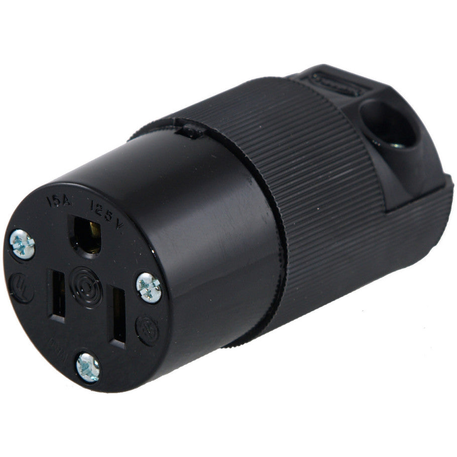 Insulgrip Black Nylon Straight Blade Connector With Extra Large 12/3 SO Cord Clamp, Industrial Grade