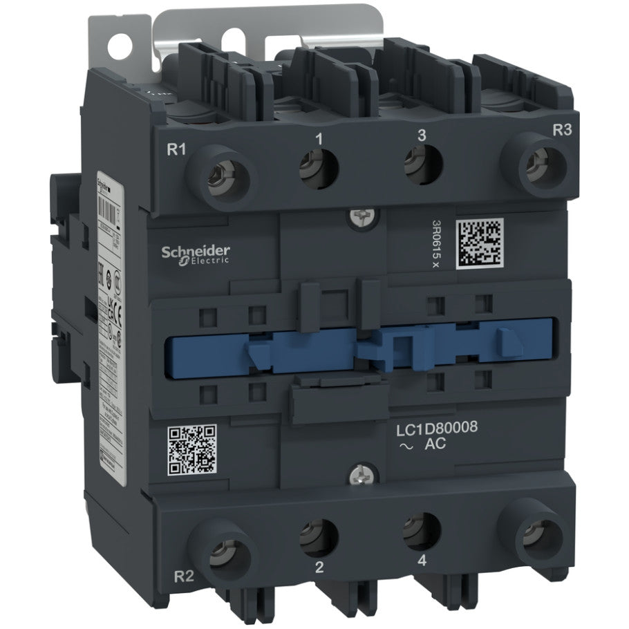 IEC Contactor, TeSys Deca, Nonreversing, 125A Resistive, 4 Pole, 2 NO and 2 NC, 120VAC 50/60Hz Coil, Open Style, open style