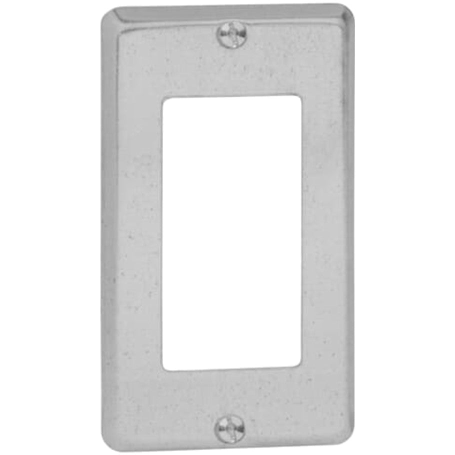 4 x 2-1/8 in. Utility Box Cover, Steel, Raised 1/4 in., (1) GFCI Receptacle