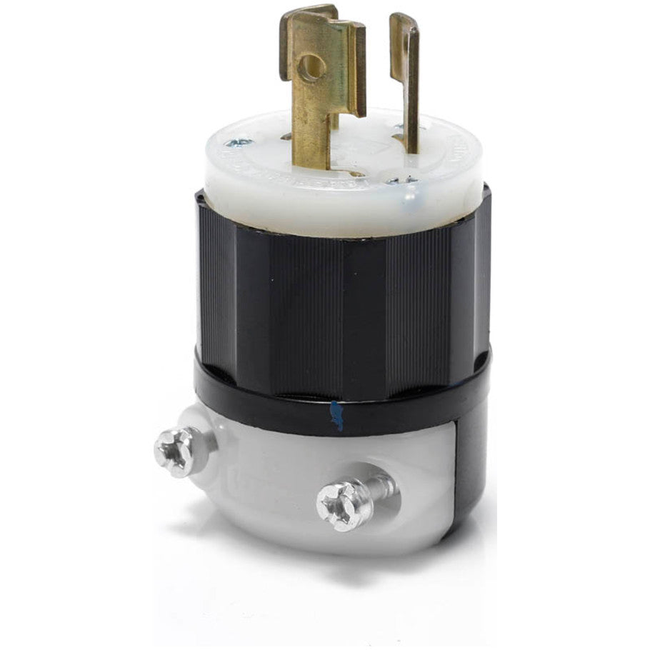 Leviton Black   White 15A 250V 2P3W Locking Plug, Black and White