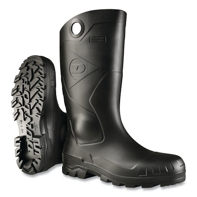 Chesapeake Rubber Boots, Plain Toe, Unisex 11, 16 in Boot, PVC, Black
