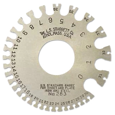 Nos. 0-36 U.S. Standard Gages, Satin Finish