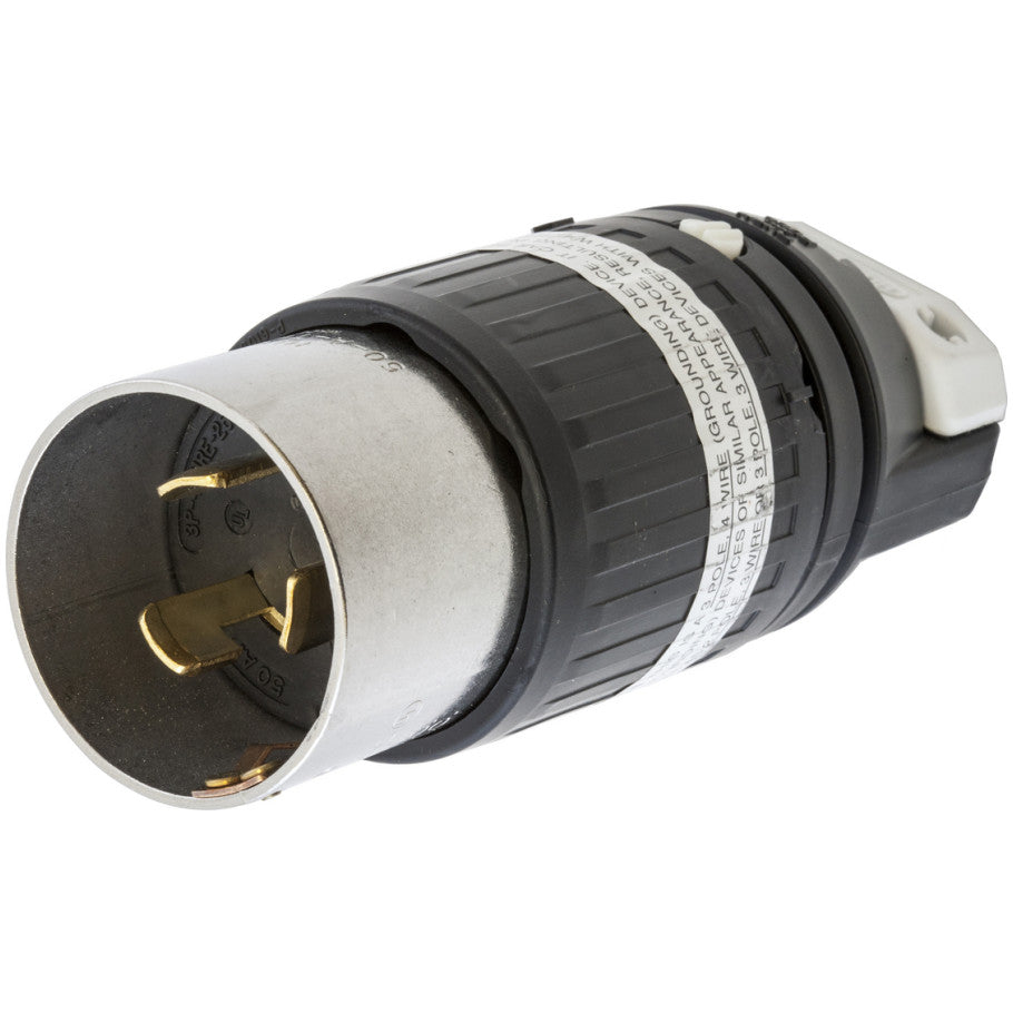 Twist-Lock Replacement Locking Plug, 50A, 600Vac/250Vdc, 3P4W, Non-NEMA, Black