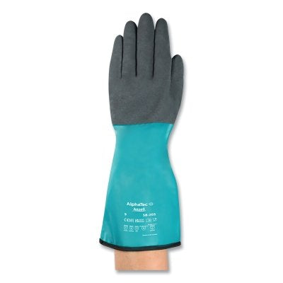 58-201 Nitrile Coated Chemical Protective Gloves, Size 9, Green