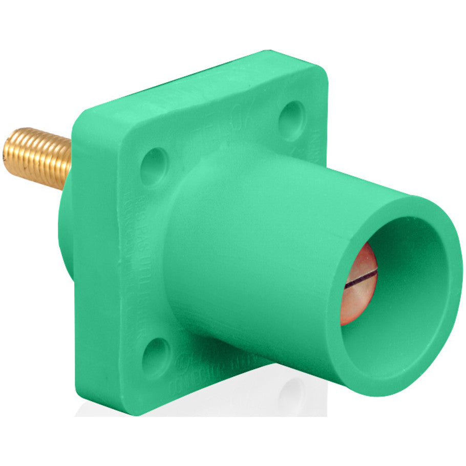 Panel Receptacle, Brass, 400A, 600V ac/dc, 4/0 to 2 AWG, Male, Green, 2.28 L x 2.28 in. W