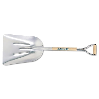 Aluminum Scoop, 20 in L x 15-1/4 in W blade, 27 in White Ash D-Grip Handle