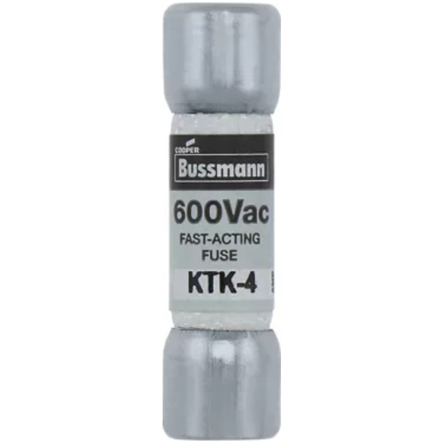 KTK Series Fast Acting Supplemental Fuse, 4A, 600V, 13/32 x 1-1/2 in., Color Code Black
