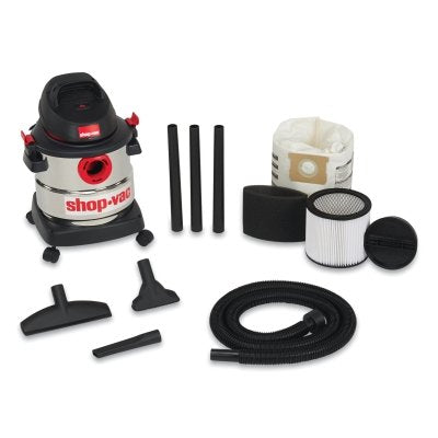 Stainless Steel Wet/Dry Vacuum, 5 gal Capacity, 4.5 Peak hp