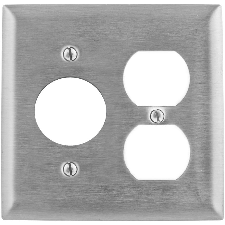 2 Gang Combination Single/Duplex Stainless Steel Wall Plate