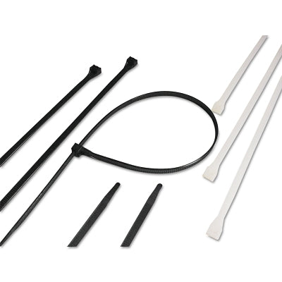 Heavy-Duty Cable Ties, 120lb Tensile Strength, 8 in L, Black, 100 /Bag