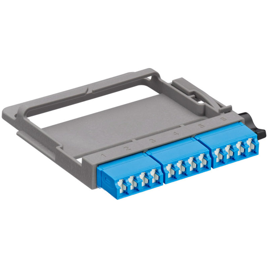 HDX Fiber Adapter Plate, OS2, Quad LC Shuttered, 12 Fibers, Blue