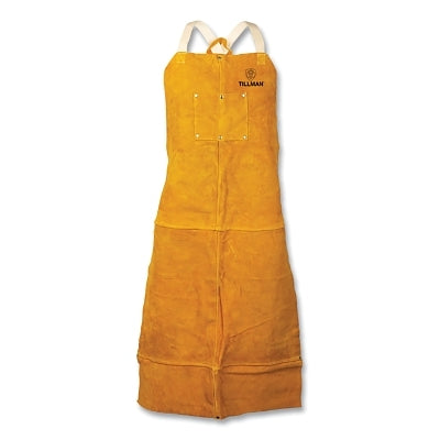 Side Split Cowhide Apron, 4242 Bib, 2-Chest Pockets, Cotton X-Back Straps, 24 in W x 42 in L, Bourbon Brown
