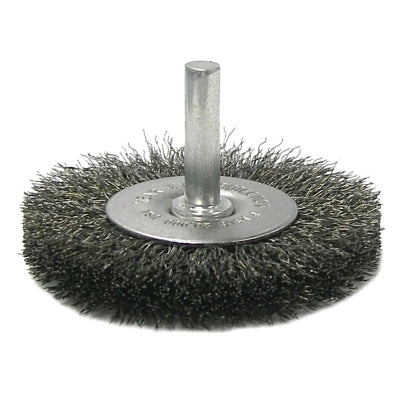 Crimped Wire Radial Wheel Brush, 2 1/2 in D, .014 in Steel Wire, 20,000 rpm