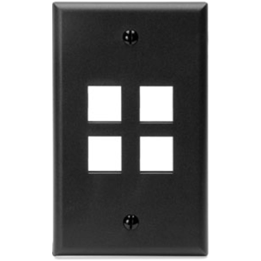 QuickPort Standard Plastic Wallplate, 1-Gang, 4-Port, Black