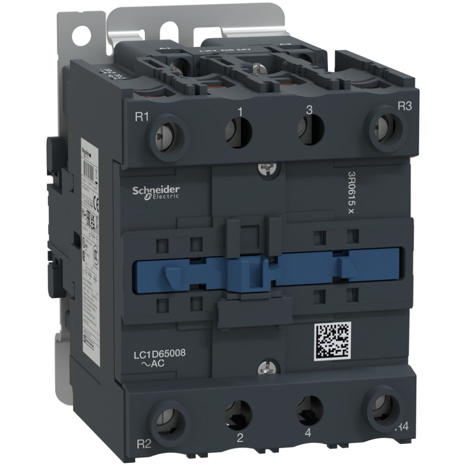 IEC Contactor, TeSys Deca, Nonreversing, 80A Resistive, 4 Pole, 2 NO and 2 NC, 120VAC 60Hz Coil, Open Style