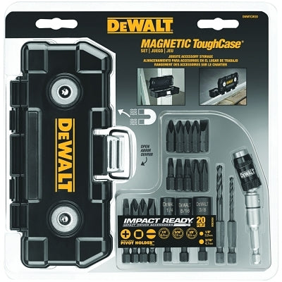 20-Pc. Impact Ready Magnet ToughCase Sets, Includes Pivot Holder, Deep Sockets, Drill Bits, Screwdriver bits
