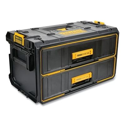 ToughSystem 2.0 2-Drawer Toolbox, 22 lb, 12-5/8 in W x 21-3/4 in D x 12-3/8 in H x Plastic, Black/Yellow
