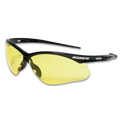 SG Series Safety Glasses, Amber Poly Lens, Hardcoat Anti-Scratch, Black Poly Half-Frame