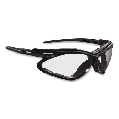 Nemesis Safety Glasses, Clear Lens Tint, Polycarbonate, Anti-Fog, Black Frame, w/Foam Gasket