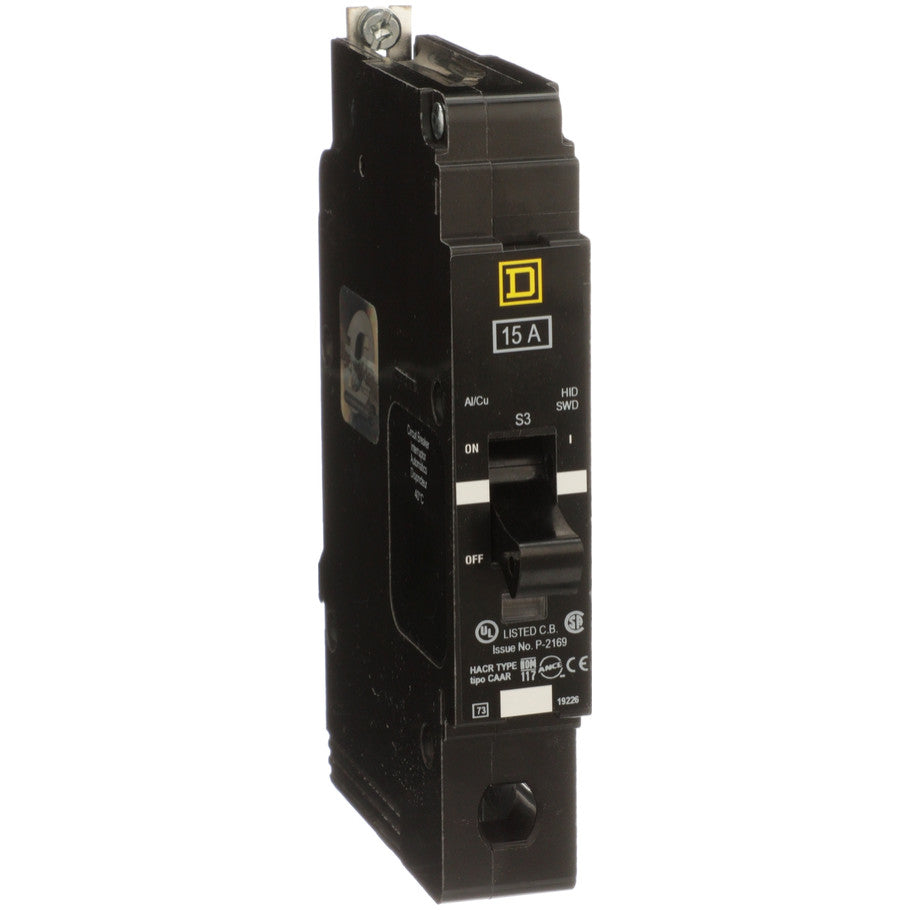 Mini circuit breaker, E-Frame, 15A, 1 pole, 277VAC, 100kA max, bolt on  TAA