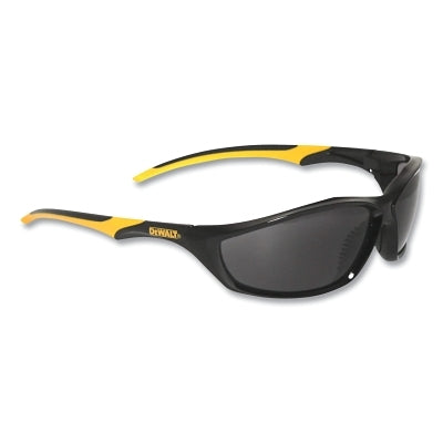 Router Safety Glasses, Smoke Lens, Polycarbonate, Hard Coat, Black/Yellow Frame
