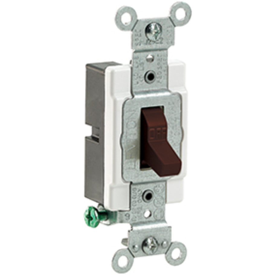 Toggle AC Quiet Switch, 1-Pole, 20A, 120/277V, Side Wired, Brown