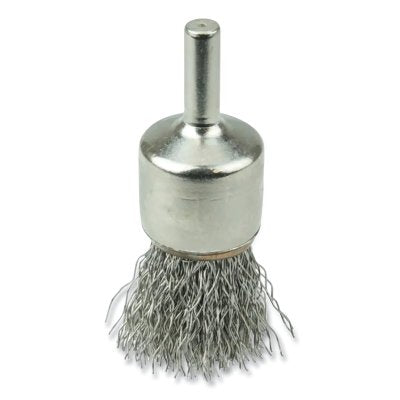 Crimped Wire Solid End Brush, Stainless Steel, 3/4 in dia, 22000 RPM, Nickel Plated Cup
