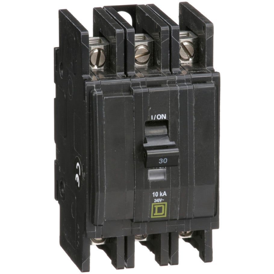 QOU Miniature Low Ampere Circuit Breaker, Unit-Mount, 10kA, 240 Vac, 3-Pole, 30A