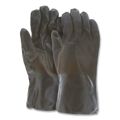 PVC Coated Work Gloves, Double Dipped, Sandy Grip, Soft Jersey Lining, Large, Black