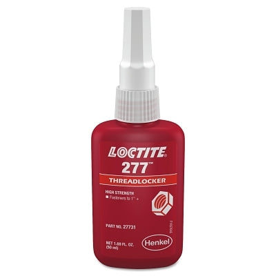 277 High-Strength Threadlocker, 50 mL, 7/8 in dia or Smaller, Red