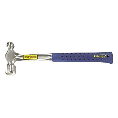Ball Pein Hammer, Straight Blue Shock Reduction Grip Handle, 10.75 in Overall L, 12 oz Steel Head