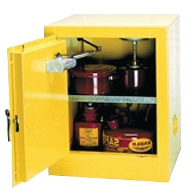 Flammable Liquid Storage Cabinet, Bench Top, Self-Close Door, 4 gal Cap, Yellow