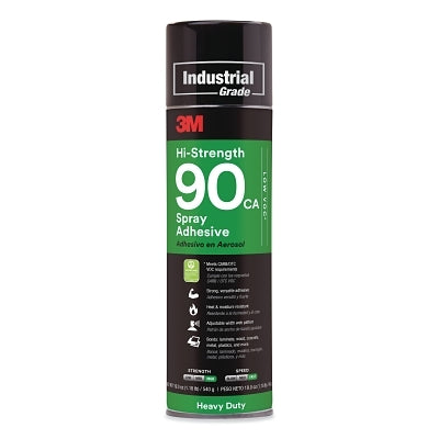 3M 051111-97957 Hi-Strength 90 Spray Adhesive, CA, Low VOC, 12.23 oz, Aerosol Can, Clear, Contains 1,1-Difluoroethane
