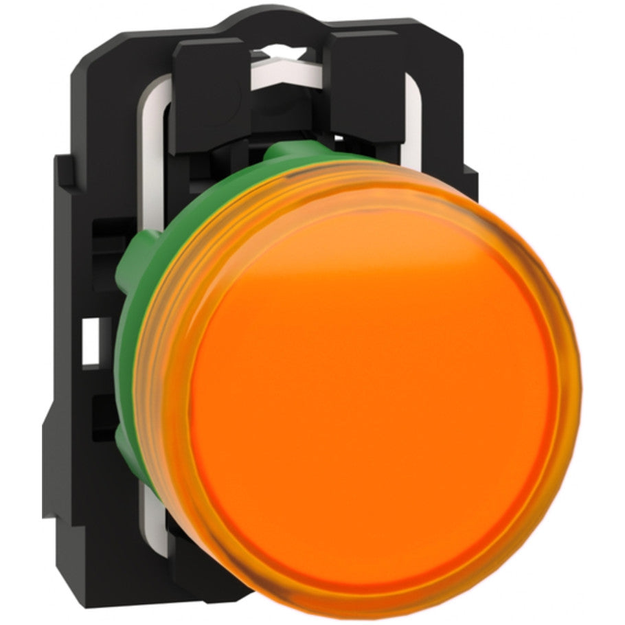 pilot light, Harmony XB5, gray plastic, orange, 22mm, universal LED, plain lens, 110...120V AC