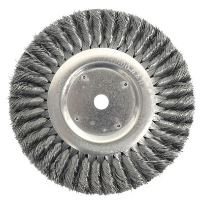 Standard Twist Knot Wire Wheel, 8 in D, .014 in Steel Fill, 3/4 in Arbor Hole