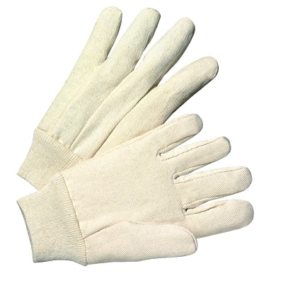 Premium Grade Cotton Canvas Single-Palm Gloves, Knit Wrist, Natural, Large