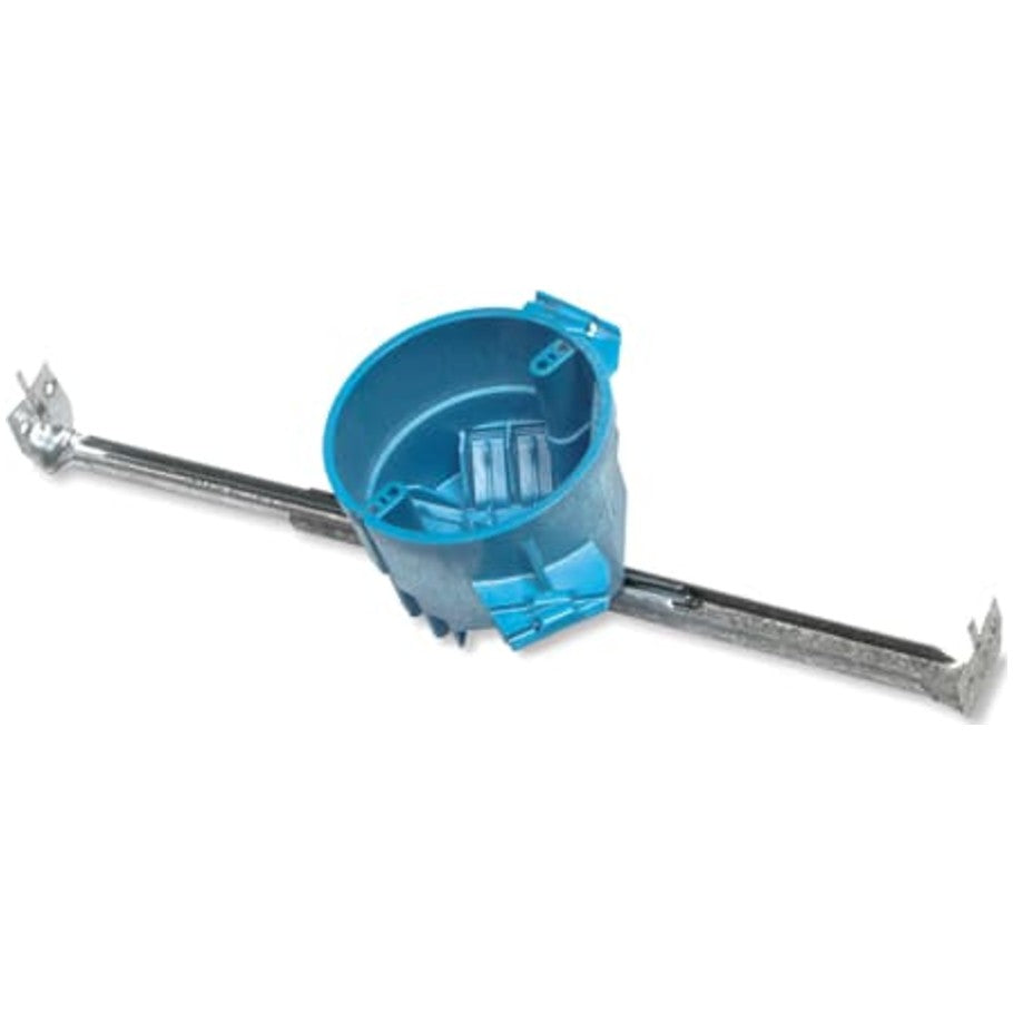 Carlon SuperBlue Ceiling Box with Adjustable Hanger Bar, New Work, Blue, 4 Dia. x 2.95 in. D