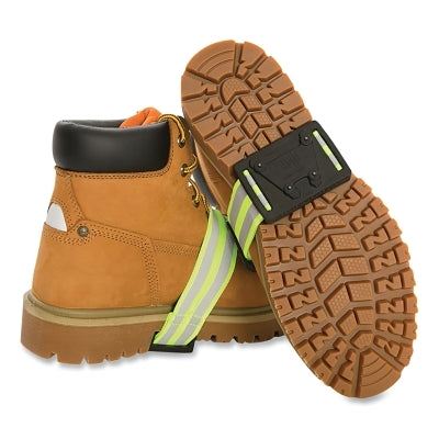 Qwik Grip Mid-Sole Traction Aid, Defined Heel, Rubber, Tungsten Carbide, Elastic, Black/Hi-Vis Yellow, One Size Fits Most