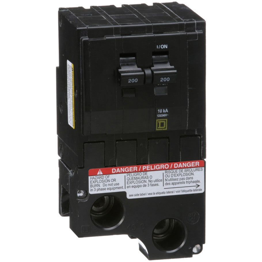 QO Miniature Circuit Breaker, Plug-In, 10kA, Common Trip, 120/240 Vac, 2-Pole, 200A