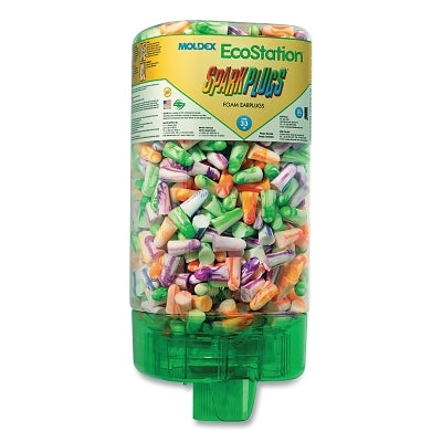 EcoStation Earplug Dispenser Starter Kit, Recyclable Bottle, Foam Earplugs, Assorted Color Swirls/Streaks, SparkPlugs
