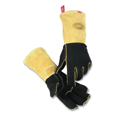 1852 Deerskin Wool Lined MIG/Stick Welding Gloves, Large, Black/Gold, Gauntlet Cuff